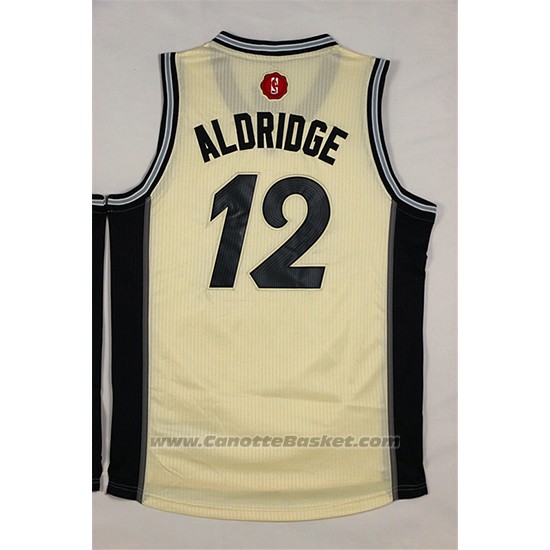 Maglia Natale 2015 San Antonio Spurs LaMarcus Aldridge #12 Bianco